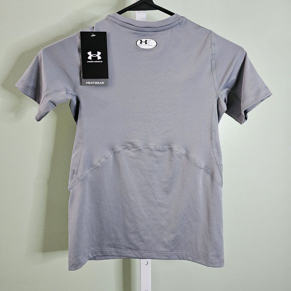 Under Armour Boys' HeatGear Short-Sleeve T-Shirt  Size YMD Gray - Picture 4 of 7